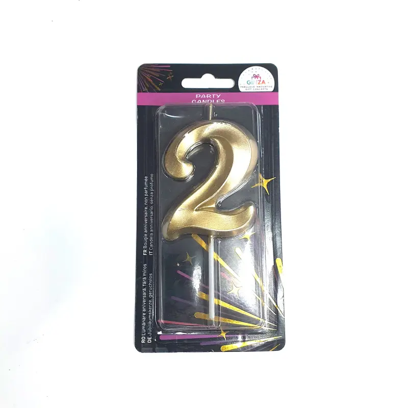 2, lumanare cifra aurie